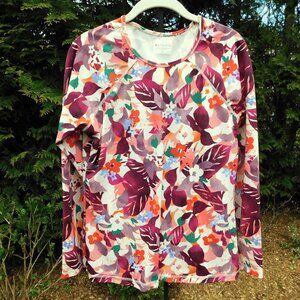 Athleta Tropical Floral Print Long Sleeve Raglan Top